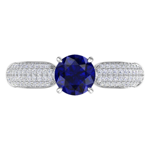 925 Sterling <b>Silver</b> Rhodium Plated Blue Sapphire CZ <b>Solitaire</b> <b>Ring</b> Luxury Pave Engagement <b>Ring</b> for Women Wedding Jewelry - Product Image 5