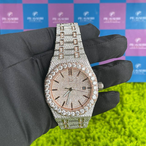 Reloj de Lujo Automático de Dos Tonos en Oro Rosa con Incrustaciones de Moissanita, Caja Cuadrada de Acero Inoxidable, Cristal de Zafiro, Resistente al Agua - Product Image 1