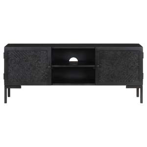 Mueble para TV de Madera de Mango Sólida con Acero con Recubrimiento en Polvo Negro de 45.3 Pulgadas para Sala de Estar - Product Image 2
