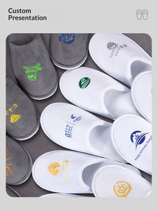 Pantuflas Desechables de Lujo para Hotel, Suela de EVA Blanca, Punta Cerrada, Pantuflas de <span class=keywords><strong>Spa</strong></span> con Logotipo Personalizado, Artículos de Viaje Ecológicos - Product Image 2