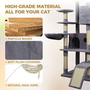 Griffoir moderne en sisal multi-niveaux avec arbre à chat, mobilier d'intérieur pour animaux de compagnie, grand condo amovible - Product Image 5