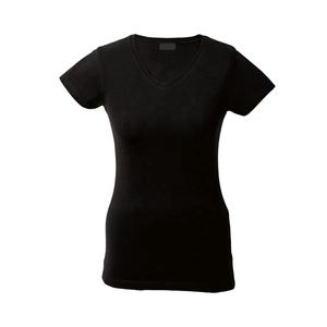 Camiseta de algodón de manga corta con cuello redondo para mujer, ropa de entrenamiento 95% de algodón 5% de licra, prendas de vestir de manga corta - Product Image 4