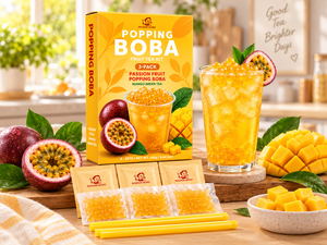 Kit de thé aux fruits instantané Madam Hong Popping Boba, boîte de 3 paquets avec saveurs de fruit de la passion et de mangue - Product Image 4