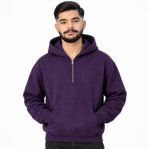 Sweat à capuche zippé pour homme en molleton brossé doux, coupe sportive et style décontracté polyvalent - Product Image 1