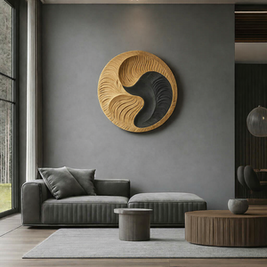 Sculpture murale Art Déco artisanale en bois bio de luxe Luxali – Thème artistique et créatif, écologique, pour l'inauguration de la maison et le salon - Product Image 5