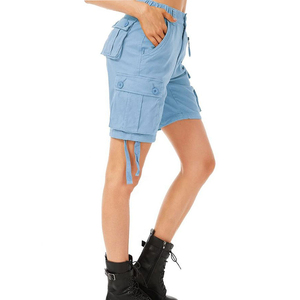New Fashion <b>Knee</b> <b>Length</b> <b>Women</b> <b>Cargo</b> <b>Shorts</b> 100% Cotton Solid Color High Waist Button Fly Casual Tactical Summer <b>Cargo</b> <b>Shorts</b> - Product Image 5