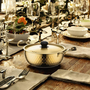 Olla Multifuncional para Sopa de Fideos Instantáneos, Doble Asa, Dorada, Premium, de Aluminio, Apta para Lavavajillas, Compatible con Inducción y Gas, Grande - Product Image 3