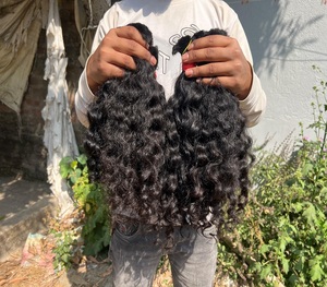 Natural <b>Curly</b> Indian Virgin Human Hair Bulk Unprocessed Black Single Drawn Loose Hair Bundles Soft Texture for Wig and <b>Extension</b> - Product Image 2