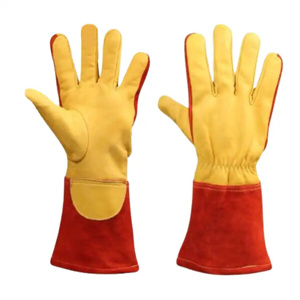 Gants industriels en cuir pleine fleur de vachette de qualité supérieure, anti-chaleur, anti-étincelles, pour la lutte contre les incendies, la soudure TIG/MIG, protection des mains et des bras - Product Image 1