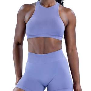 Conjunto de Yoga Personalizado al por Mayor para Mujer con Logotipo Personalizado, Sujetador Deportivo Simple con Espalda Cruzada y Pantalones Cortos de Entrenamiento con Efecto Push-Up, Ropa Deportiva para Gimnasio - Product Image 2