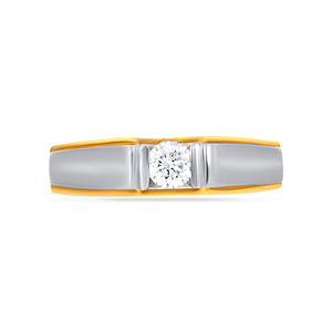 Bague Solitaire Homme Streamy Calmness Luxe Plaqué Or Jaune 18K Bicolore avec Solitaire Rond de Laboratoire pour Homme - Product Image 3