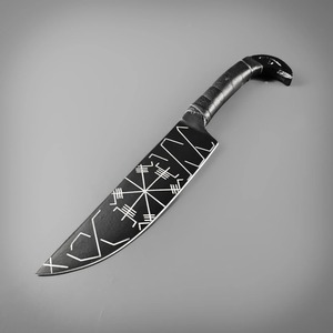 Cuchillo de Camping Estilo Vikingo Hecho a Mano por SAZ ENTERPRISES, Mango de Cuero con Cabeza de Cuervo de Odín, Acero al Carbono de Espiga Completa, 10 Pulgadas - Product Image 6