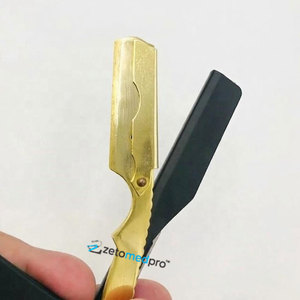 Rasoir turc en acier durable de haute qualité, noir et or / Rasoir turc à lame droite / Rasoir turc à lame coupante avec logo personnalisé - Product Image 3