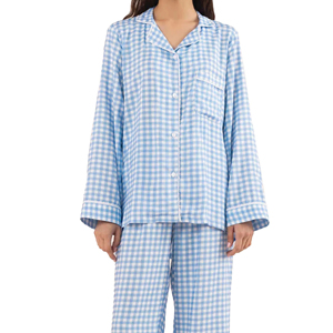 Pijamas Elegantes de Algodón Vintage para Mujer, Cuello en V, Cintura Elástica con Botones, Manga Larga, Transpirables, para Verano e Invierno - Product Image 4