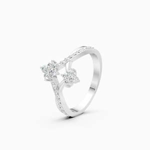 Bague quotidienne en or 9 carats jaune, blanc et rose, sertie d'un diamant de laboratoire de 0,33 ct, style vague, forme ronde, éthique, pour usage quotidien - Product Image 3