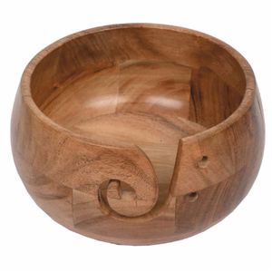Bol à fil en bois fait main avec découpes spirales, grand format, écologique, pour le rangement du fil à tricoter et le crochet - Product Image 1