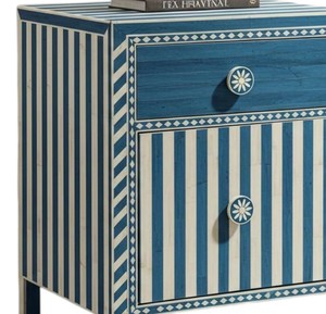 Elegant blue shell bedroom furniture featuring a handcrafted two <b>drawer</b> <b>small</b> storage cabinet structure Capiz nightstand - Product Image 3