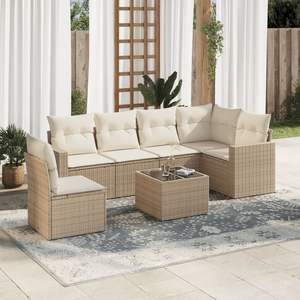 Juego de sofás modulares de ratán PE beige de varias piezas, sofás de jardín - Product Image 1
