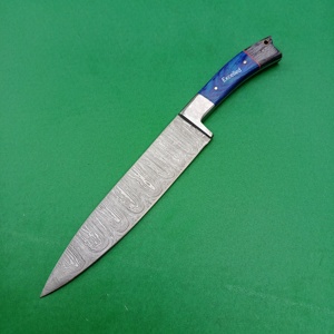 มีดทำครัวเหล็กดามัสกัสแบบกำหนดเองมีดตัดผักพร้อมปลอกหนัง - Product Image 3