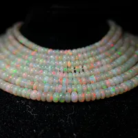 Perles d'opale naturelle en vrac, rondes, taille brillant, faites à la main, multi-feu, pour la fabrication de bijoux, bracelets et colliers