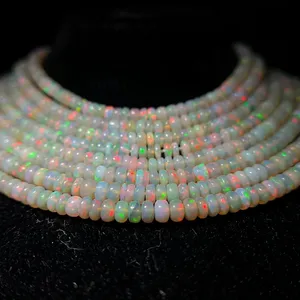 Perles d'opale naturelle en vrac, rondes, taille brillant, faites à la main, multi-feu, pour la fabrication de bijoux, bracelets et colliers - Product Image 6