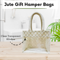 Sacs-cadeaux en jute de faveur de mariage de taille moyenne écologiques les plus vendus pour les paniers de chambre panier avec fenêtre transparente à l'avant