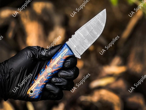 Cuchillo de Supervivencia UA Supplies para Camping y Caza, Hoja Fija de Acero de Damasco, Mango de Piña, Funda Multifunción EDC, 8 Pulgadas - Product Image 4