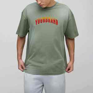 2026 Plus Size Drop Shoulder 100% Cotton Sun Fade Wash Men T Shirt Custom Embroidered Logo Heavyweight Streetwear Tee - Product Image 1
