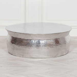 Luxury Design <b>Round</b> Coffee <b>Table</b> with Polished Hammered Copper Top and Black Metal Rivet Base for Modern Living Room - Product Image 5