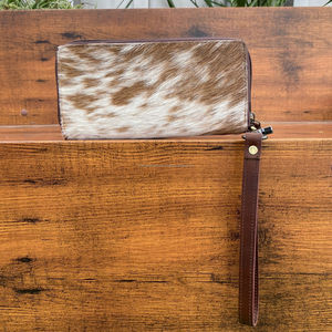 Bracelet à fente pour femmes Western Fashion Cuir véritable usiné Cuir de vachette personnalisé Vintage Zipper Clutch Trendy Floral Design - Product Image 5