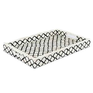 Nouvel arrivage : Plateau de service polyvalent pour petit-déjeuner, fait main, motif damier, incrustation d'os, amande et crème, origine Inde - Product Image 3