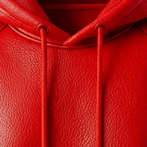 Premium <b>Red</b> Leather Hoodie Luxury Streetwear Pullover Genuine Style Unisex Fashion <b>Jacket</b> Windproof Hip Hop Pullover Sweatshirt - Product Image 3