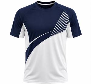 เสื้อยืดคอกลมแขนสั้นผู้ชายแบบแห้งเร็วเป็นมิตรกับสิ่งแวดล้อม พิมพ์ลายโลโก้ลายเรขาคณิตด้วยความร้อน 100% - Product Image 1