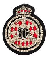 Badge brodé de luxe fait main en bullion, 56 cm, motif couronne rouge argent/or pour vestes, mode, durable, prix direct usine