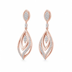 Pendientes de Oro Rosa con Diamantes Marquise en Forma de Gota, Joyería de Lujo para Boda, Engaste de Canal - Product Image 4
