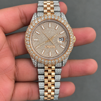 Montre de luxe vintage en métal pour homme Raj Gems, cadran 41 mm, lunette en moissanite, acier inoxydable, 18 mm, résistance à l'eau 10 bars, affichage de la date