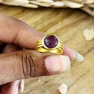 Trendy Bohemian Amethyst <b>Rings</b> for Women Brass Vintage 18K Gold Plated Certified <b>Statement</b> Jewelry Wholesale/OEM/ODM - Product Image 3