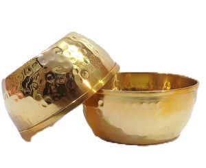 Bol en laiton doré brillant, récipient rond, ustensile de cuisine, plat de service, fait main, poli, réfléchissant, décoratif - Product Image 4