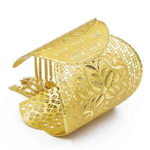 Brazalete de latón con diseño floral en oro teñido de 14K, 18K, 24K para mujer, venta al por mayor, joyería tradicional de moda - Product Image 3