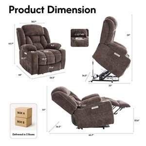 Poltrona Reclinabile Elettrica in Pelle per Anziani con Funzione Massaggio e Riscaldamento, Comoda Seduta per Soggiorno - Product Image 2