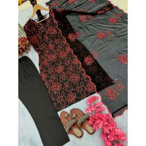 Ensemble haut, bas et dupatta PD-Aarohi Designer noir pour soirée, taille 2XL - Product Image 2