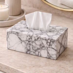 Elegante Cubierta para Caja de Pañuelos de Mármol Natural con Vetas Blancas, Portapañuelos Decorativo Hecho a Mano para Hogar, Oficina, Hotel - Product Image 3