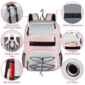 Bagnex <b>Baseball</b> Softball <b>Bat</b> Backpack Nylon Waterproof Lightweight Sports Bag with Fence Hook 50-70L Team Travel Bag - Product Image 2