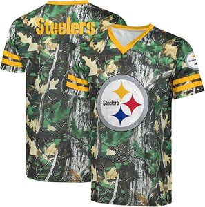 Camiseta Deportiva de Poliéster Transpirable con Malla, Manga Corta, Bordada, Antibacteriana y Ligera con Estampado de Camuflaje de los Steelers - Product Image 3