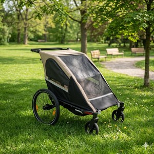 Remorque-vélo-poussette-jogging 3-en-1 pour jumeaux TC-2024T avec cadre en aluminium et tissu résistant à l'eau pour les aventures en plein air - Product Image 1