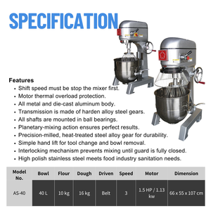 Pétrisseur de farine à courroie, mélangeur de pain à gâteau planétaire, équipement de cuisson de pizza, mélangeur de pâte à 3 vitesses - Product Image 2