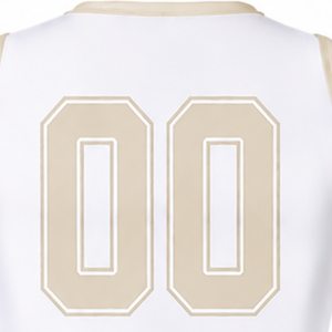 Ensemble d'uniformes de cheerleading sublimés blancs et beiges sans manches – Haut et jupe athlétiques pour équipe – Tenue de sport pour performance, entraînement et compétition - Product Image 5