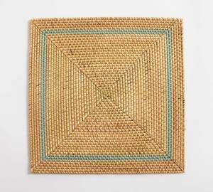 Square Rattan <b>Placemat</b> <b>Sage</b> <b>Green</b> Border Woven Table Mat Tight Basketweave Coaster Decorative Charger Plates Farmhouse Table Dec - Product Image 1