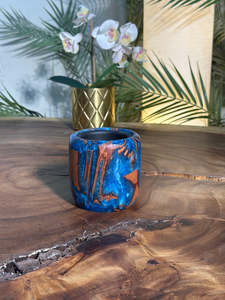 Porte-encens artisanal haut de gamme en résine époxy effet aurore dorée et bois dur, pour bâtonnets et cônes d'encens, méditation - Product Image 6