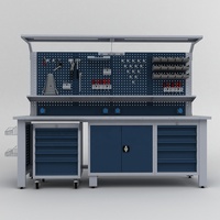 Banc de travail professionnel en acier robuste, système de rangement pour garage et atelier, armoires à outils avec chariot à outils